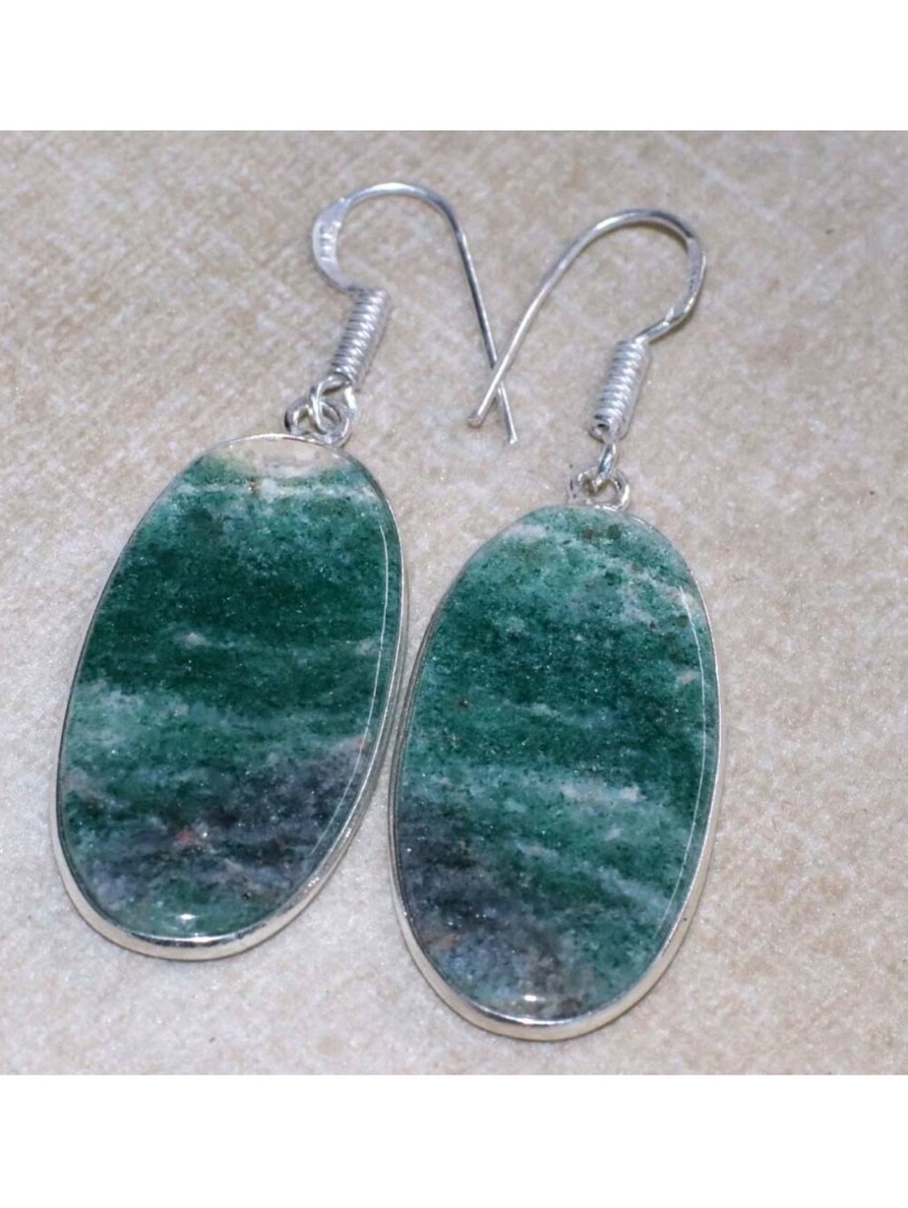 Green Aventurine Gemstone Jewelry 925 Sterling Silver Handmade Dangle Earrings